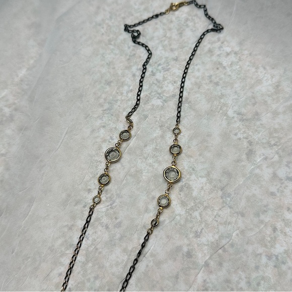 Vintage Signed Crown TRIFARI Necklace Gold Tone & Black  Chain Link Glass - Picture 6 of 15